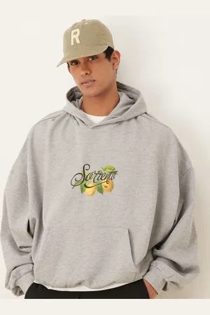 ASOS Sudadera gris jaspeado ultragrande con capucha y estampado estilo souvenir de