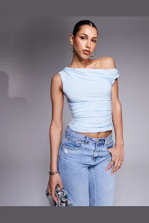 Missyempire Top ceñido con diseño de doble capa y escote Bardot exclusivo de Missy Empire