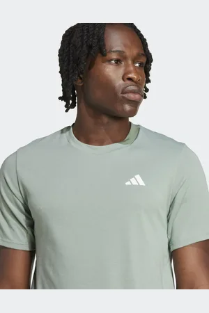 adidas Camiseta de entrenamiento verde plateado y blanca Train Essentials Feelready de
