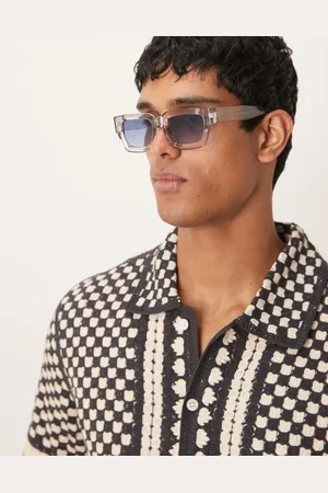 ASOS Gafas de sol gris lechoso gruesas cuadradas con lentes azules tintadas de