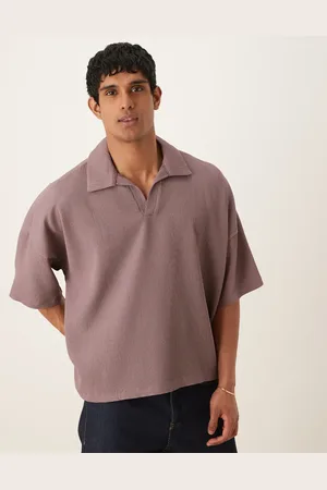 ASOS Polo morado lavado plisados de corte cuadrado extragrande con hombros caídos de