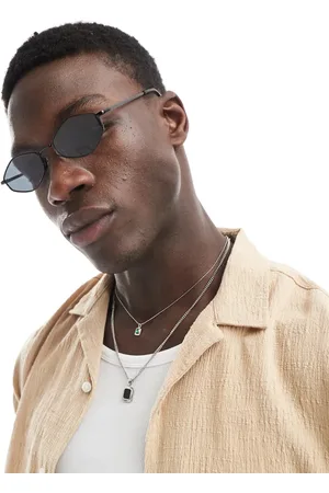 ASOS Gafas de sol negras hexagonales con lentes ahumadas de