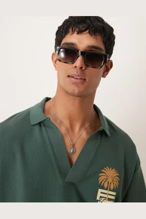 ASOS Gafas de sol con montura negra a degradada rectangular gruesa y lentes ahumadas de