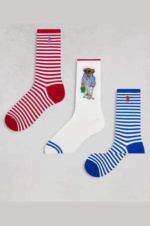 Ralph Lauren Pack de 3 pares de calcetines multicolores con detalle de oso de