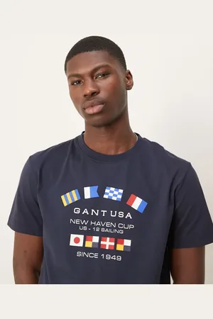 GANT Camiseta con logo estampado de bandera y texto "USA" de