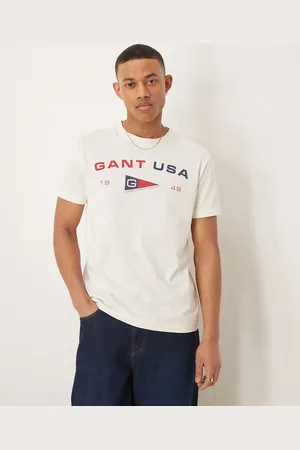 GANT Camiseta color con estampado de logo de bandera y texto "USA" de -Blanco