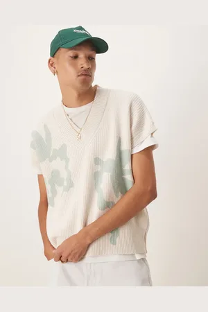 ASOS Chaleco blanco de corte cuadrado extragrande con estampado de