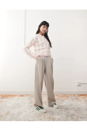 Miss Selfridge Pantalones de sastre beis de pernera ancha con raya diplomática de -Neutro