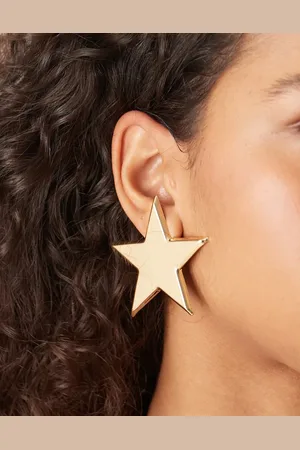 DesignB London Pendientes de botón dorados con diseño llamativo en forma de estrella de