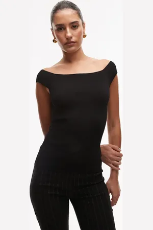 ARKET Top con escote Bardot estilo corazón de punto estructurado de