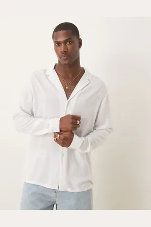 ASOS Camisa blanca con cuello de solapas pronunciado de viscosa de