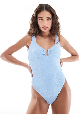 The Frolic Bañador claro escotado con detalle rígido en forma de U de tejido rugoso exclusivo