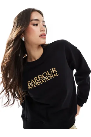 Barbour Sudadera negra con cuello redondo Dakota de