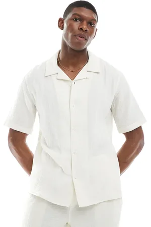 Only & Sons Camisa color crema con cuello de solapas de bambula de (parte de un conjunto)-Neutro