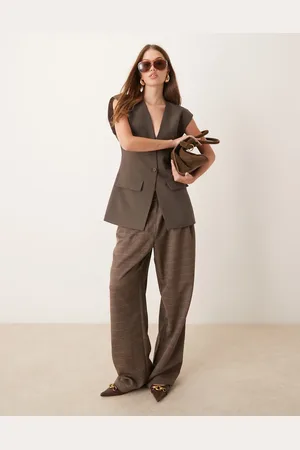 ASOS Pantalones marrones a cuadros holgados de -Marrón