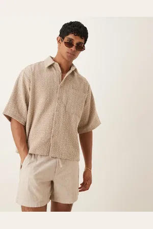 ASOS Camisa color con media manga de tejido texturizado de -Neutro