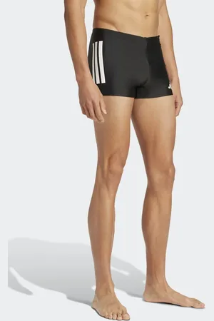 adidas Shorts de baño negros y blancos de 2" estilo bóxer con 3 rayas de