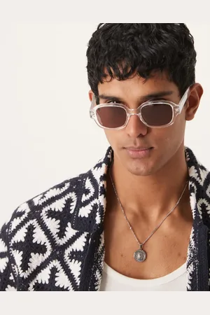 ASOS Gafas de sol transparentes cuadradas con lentes burdeos de