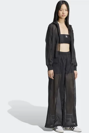 adidas Chaqueta de chándal negra de tejido transparente Adicolor de