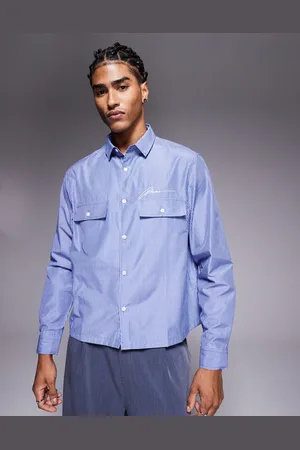 ASOS Camisa a rayas de corte cuadrado con bordado en el pecho de