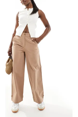 ASOS Pantalones color moca de corte barrel con detalle de trabillas de -Multicolor