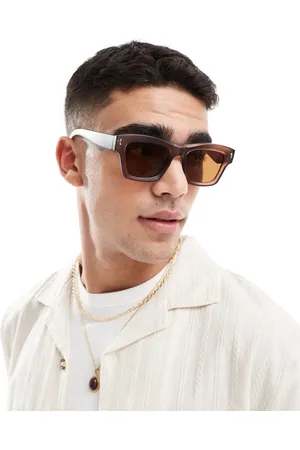 ASOS Gafas de sol color caramelo mate rectangulares con lentes marrones de