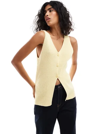 ASOS Chaleco largo amarillo de punto de