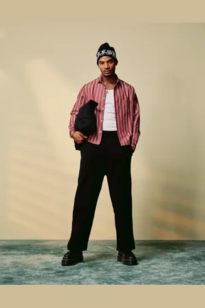 ASOS Camisa a rayas de corte cuadrado de -Rojo