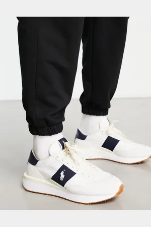 Ralph Lauren Zapatillas de deporte color crema y azul marino con logo de caballo Train 