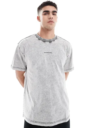 G-Star Camiseta negra extragrande con lavado ácido y logo estampado en la parte central de