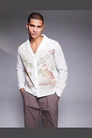 ASOS Camisa blanca de corte cuadrado con diseño estampado de
