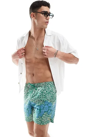 Farah Shorts de baño verdes con estampado floral Colbert de