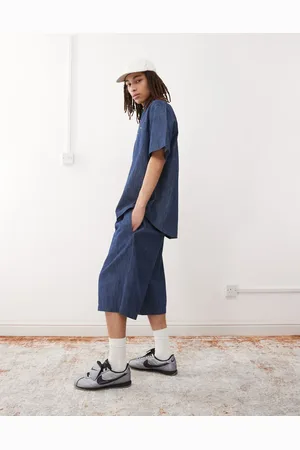 Reclaimed Pantalones cortos vaqueros medio de pernera ancha de cambray de (parte de un conjunto)