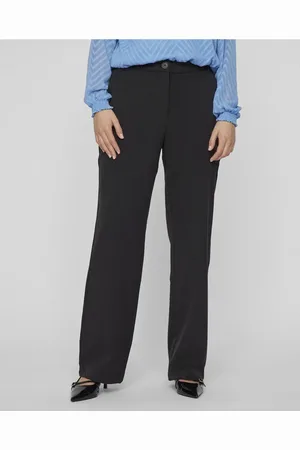 VILA Pantalones negros de pernera recta de