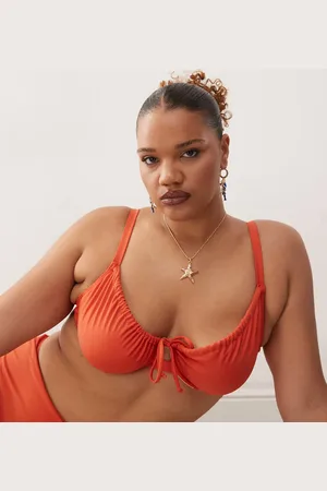 COLLUSION Top de bikini naranja tostado con aros Mix & Match de Curve