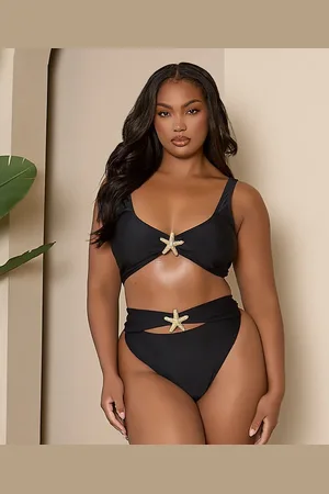 Moda Minx Braguitas de bikini negras con detalle de estrella de mar de Curve x Bernadette Afia