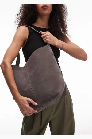 MANGO Bolso tote con asa regulable de ante de