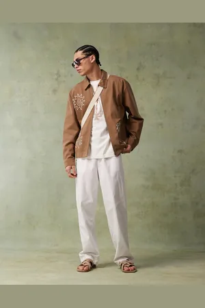 ASOS Pantalones blancos holgados de mezcla de lino de