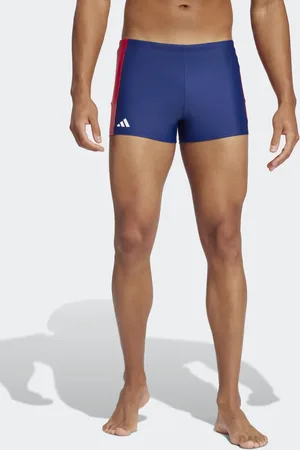 adidas Shorts de baño azul oscuro y rubí puro estilo bóxer Colorblock de