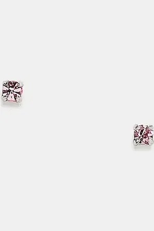 Kingsley Ryan Pendientes de botón de 2 mm con diseño de cristal rosa pequeño de -Plateado