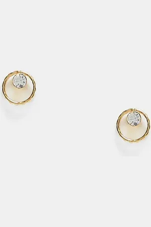 Kingsley Ryan Pendientes de botón chapados en oro con diseño calado y gemas de -Dorado