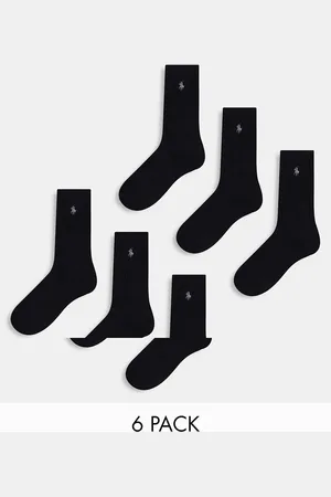 Ralph Lauren Pack de 6 pares de calcetines deportivos negros con logo de caballo de