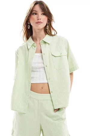 JJXX Camisa corta verde a rayas extragrande de (parte de un conjunto)