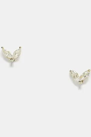 Kingsley Ryan Pendientes de botón con diseño de dos pétalos chapados en oro de -Dorado