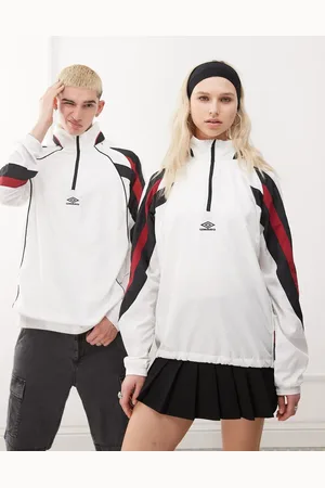 Umbro Chaqueta cortavientos blanca y multicolor con mangas extraíbles por cremallera de