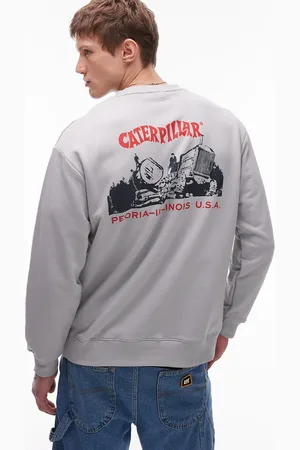 Caterpillar Sudadera color con estampado trasero de WWR-Blanco