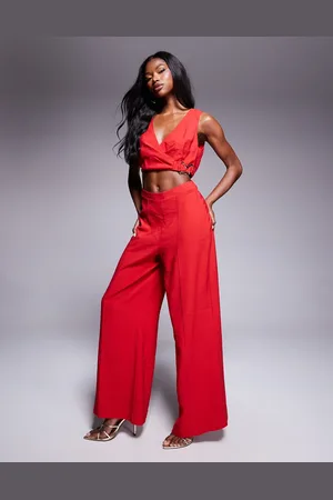 ASOS Mono largo con parte delantera cruzada, abertura y detalle de hebilla de