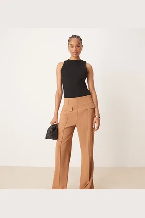 ASOS Pantalones de sastre color con detalle de costura y dos bolsillos de Tall-Marrón