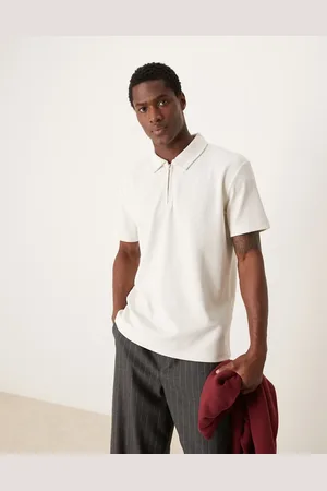 SELECTED Polo blanco plisado con media cremallera de