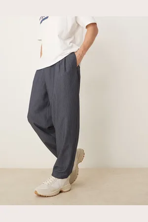 ASOS Pantalones de vestir de corte tapered extragrande con raya diplomática de